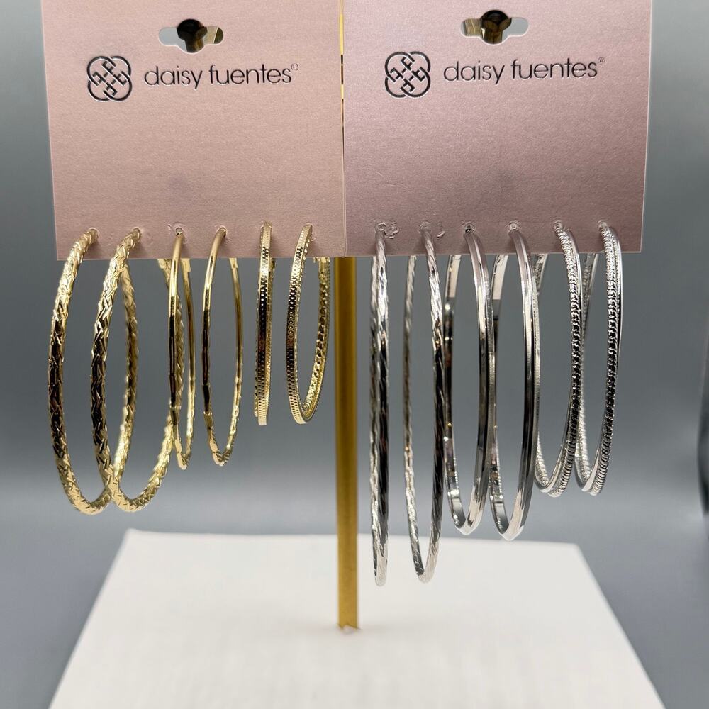 Daisy Fuentes Gold & Silver Hoop Earring Set – 6 Pairs